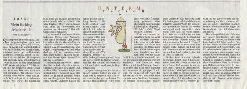 Screenshot vom Artikel Mein fucking Urheberrecht in der Berliner Zeitung